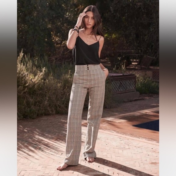 Sezane Pants - Women's Black and Gray Plaid Pants